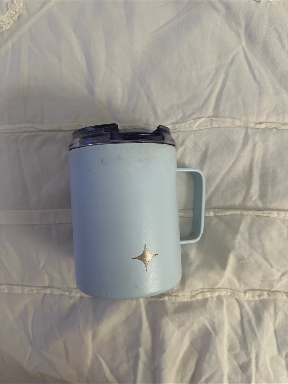 Light Blue Insulated Travel Mug with Handle